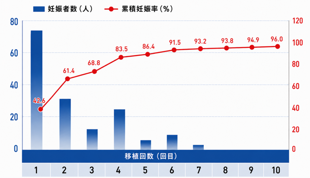 移植回数別の累積妊娠率