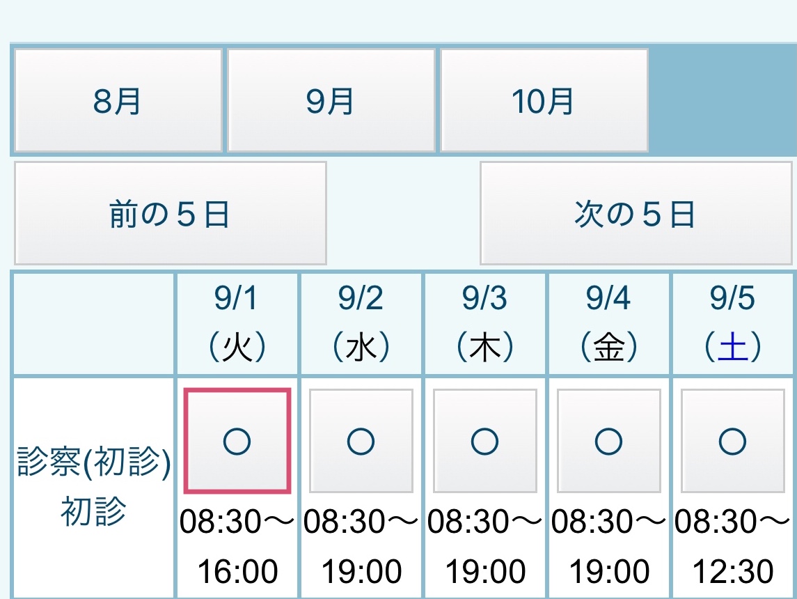 カレンダーで予約可能な日付を選ぶ画面例